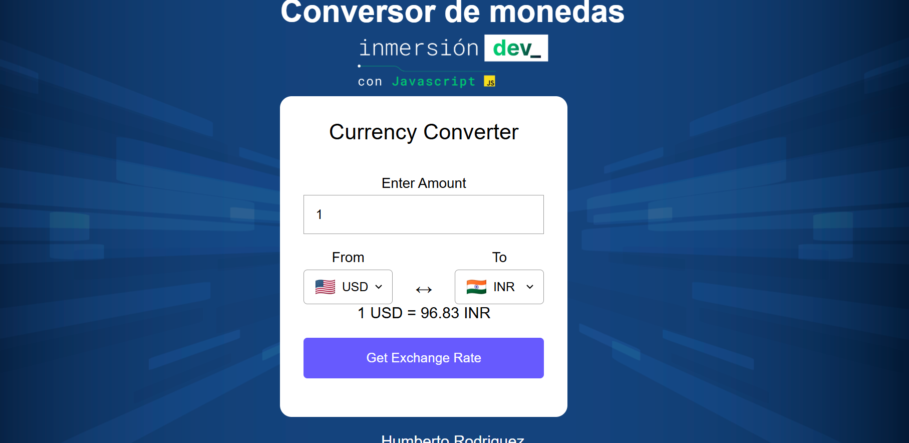 Portada de la aplicación Conversor de moneda
